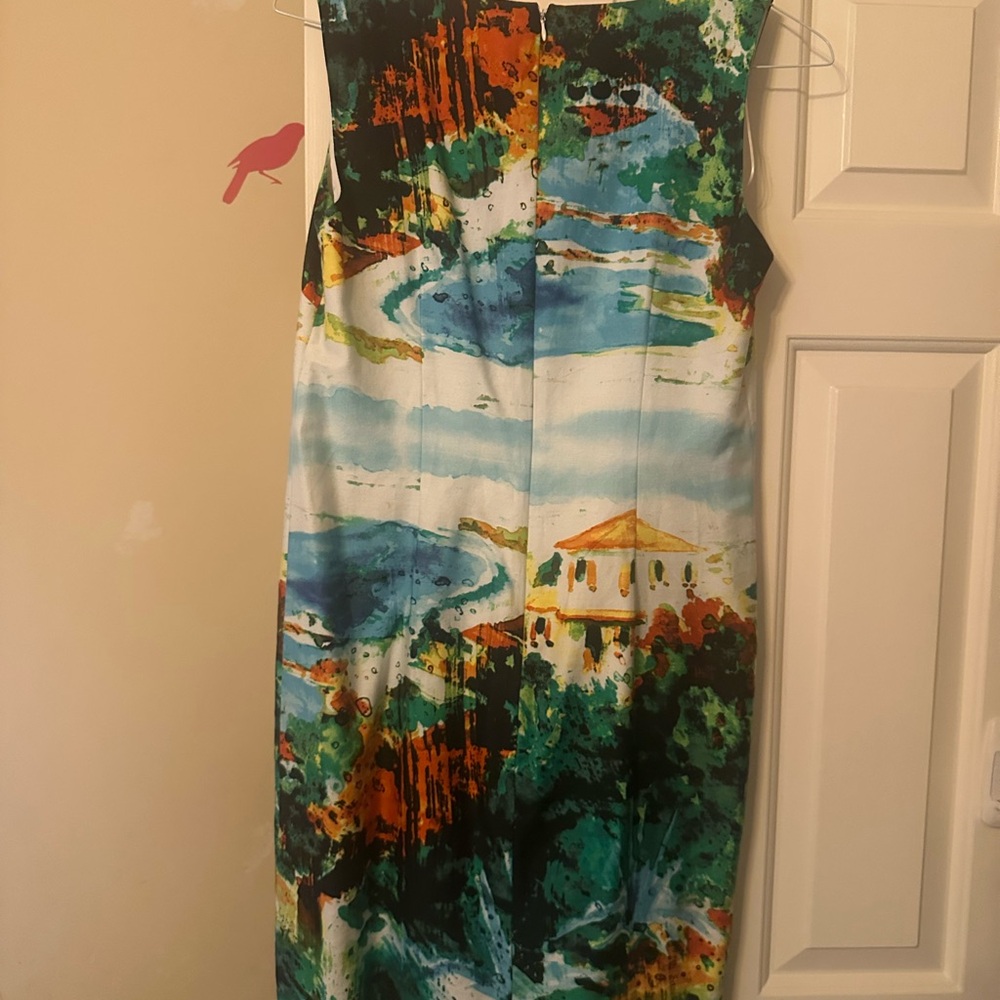 Scenic Print Sleeveless Dress